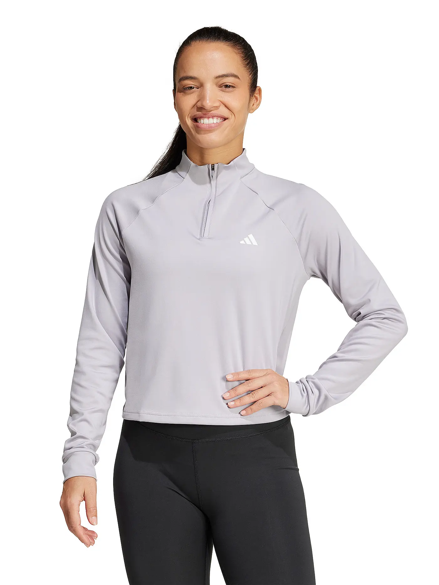 ADIDAS | Damen Fitness Zipshirt Train Essentials Minimal Branding 1/4-Zip | 